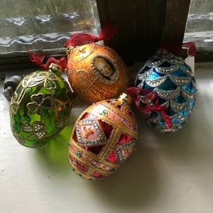 JOAN RIVERS Faberge Inspired Ornaments (Set of 4)